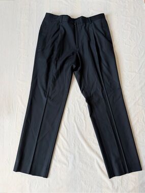 Vintage Gianni Versace Couture Black Wool Pleated Dress Pants made in Italy 56